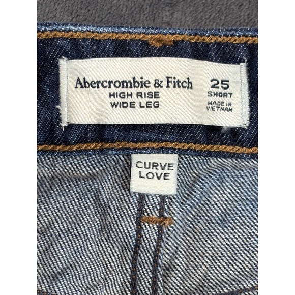 Abercrombie & Fitch Curve Love High Rise Wide Leg Jeans Dark Wash 25 Short - Picture 2 of 9